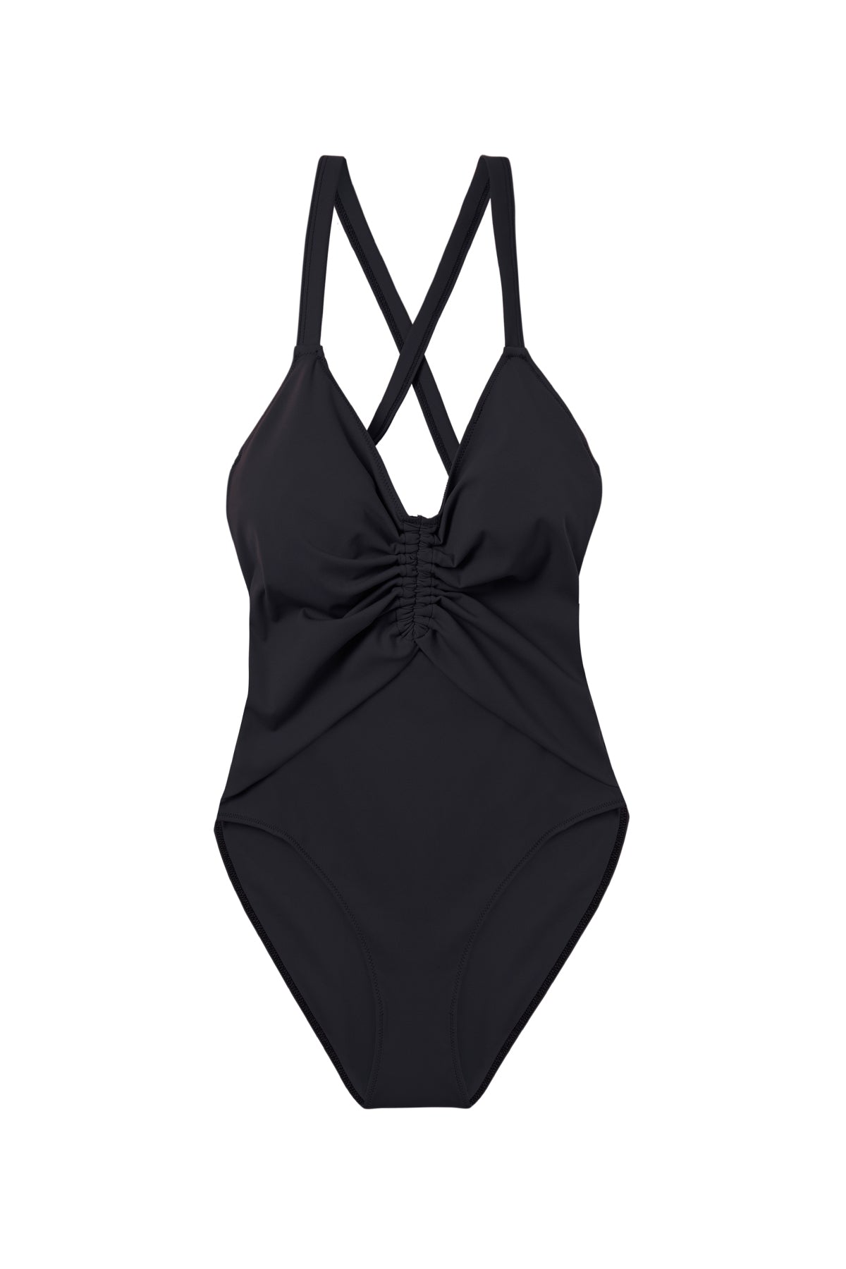 Olivia Ruched One Piece Cut Out Suit | Black